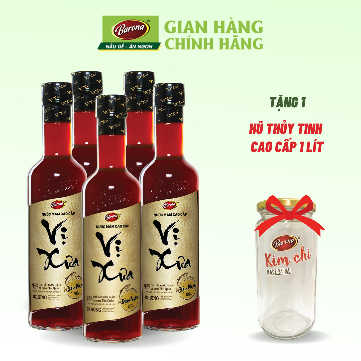 Combo 5 chai nước mắm phú quốc cao cấp vị xưa barona 40 độ đạm 500ml