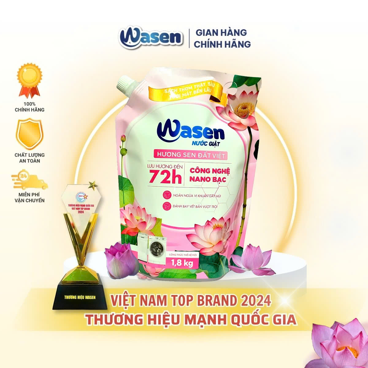 ( 2.1KG ) NƯỚC GIẶT CAO CẤP CÔNG NGHỆ NHẬT BẢN WASEN HƯƠNG NGÀN HOA - NƯỚC GIẶT  SIÊU SẠCH SIÊU MẠNH 10X - 3