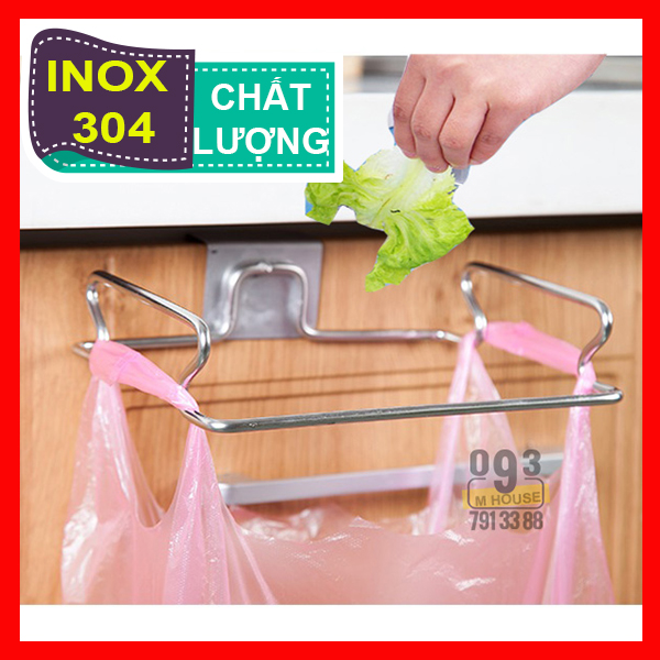 Giá Treo Inox Túi Rác Nhà Bếp Cài Cửa Tủ Bếp Móc Treo Túi Rác Túi Lọc Rác