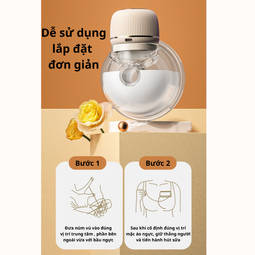 Máy hút sữa không dây thông minh - Máy hút sữa rảnh tay với 4 chế độ đi kèm phễu silicon êm ái, nhẹ nhàng cho mẹ - Mẹ bé Soko