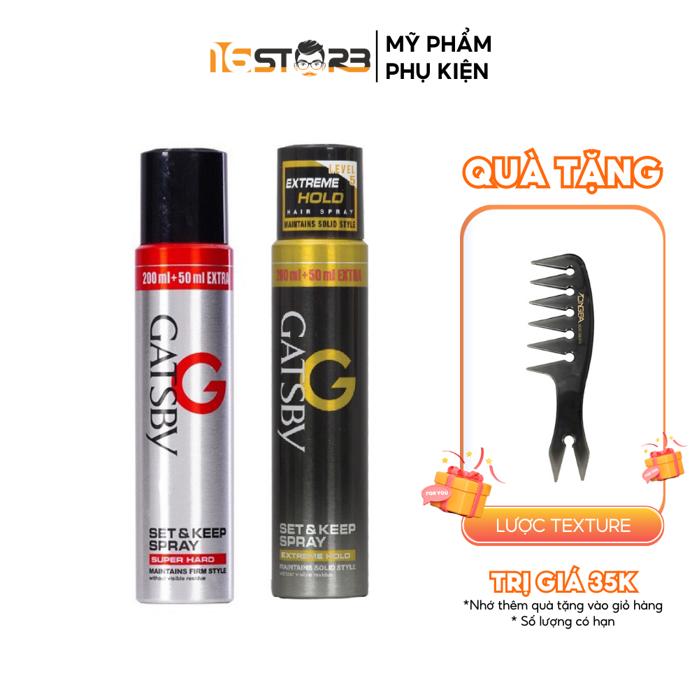 Gôm Xịt Tạo Kiểu Tóc Gatsby  Super Hard, Extreme Hold 250ml - Nhập Khẩu Indonesia