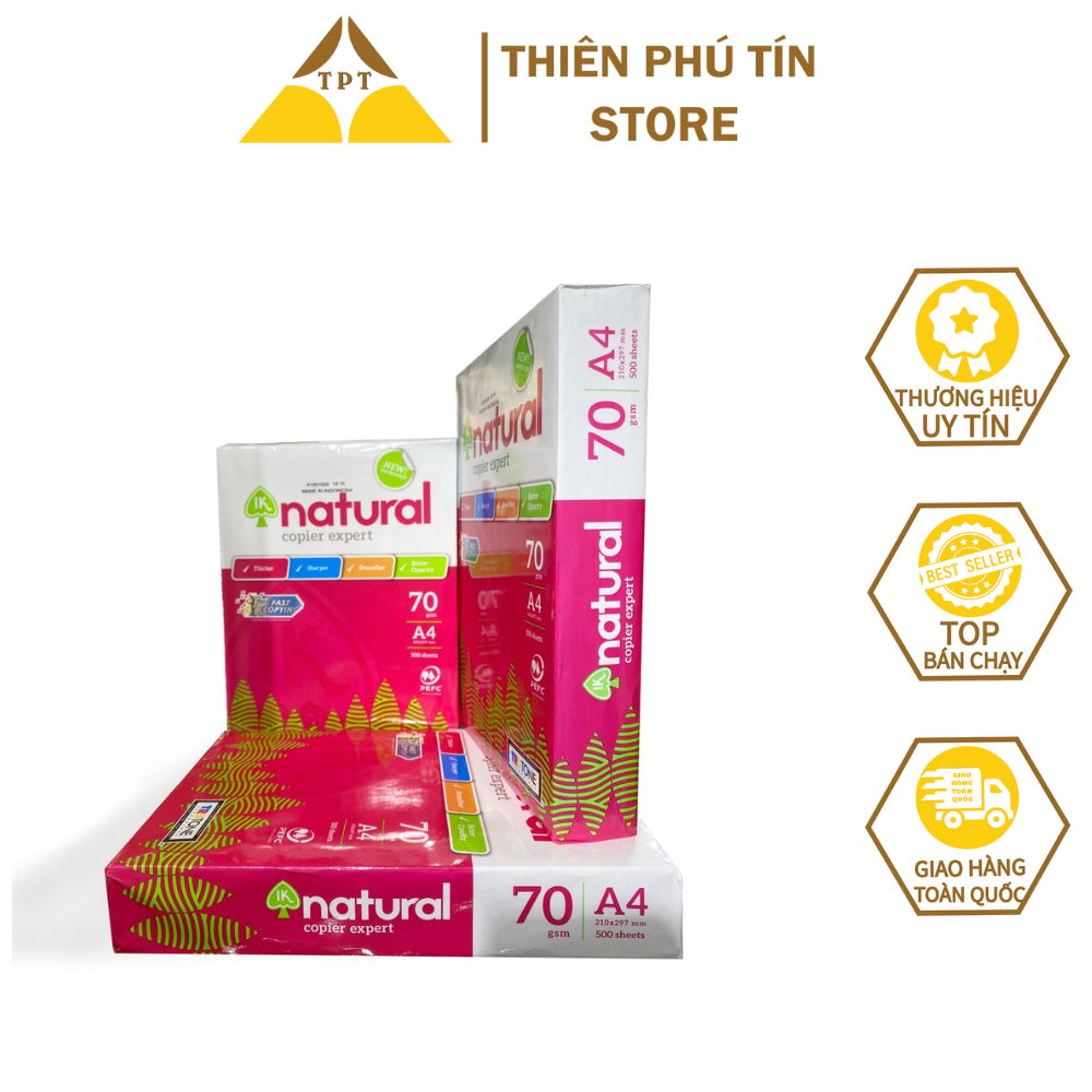 Giấy in, giấy photo ik plus natural a4 đl 70g/m2 - giấy a4 ik natural 70gsm