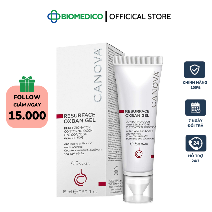Canova resurface oxban eye gel - kem dưỡng giảm thâm, chống nhăn vùng mắt 15ml