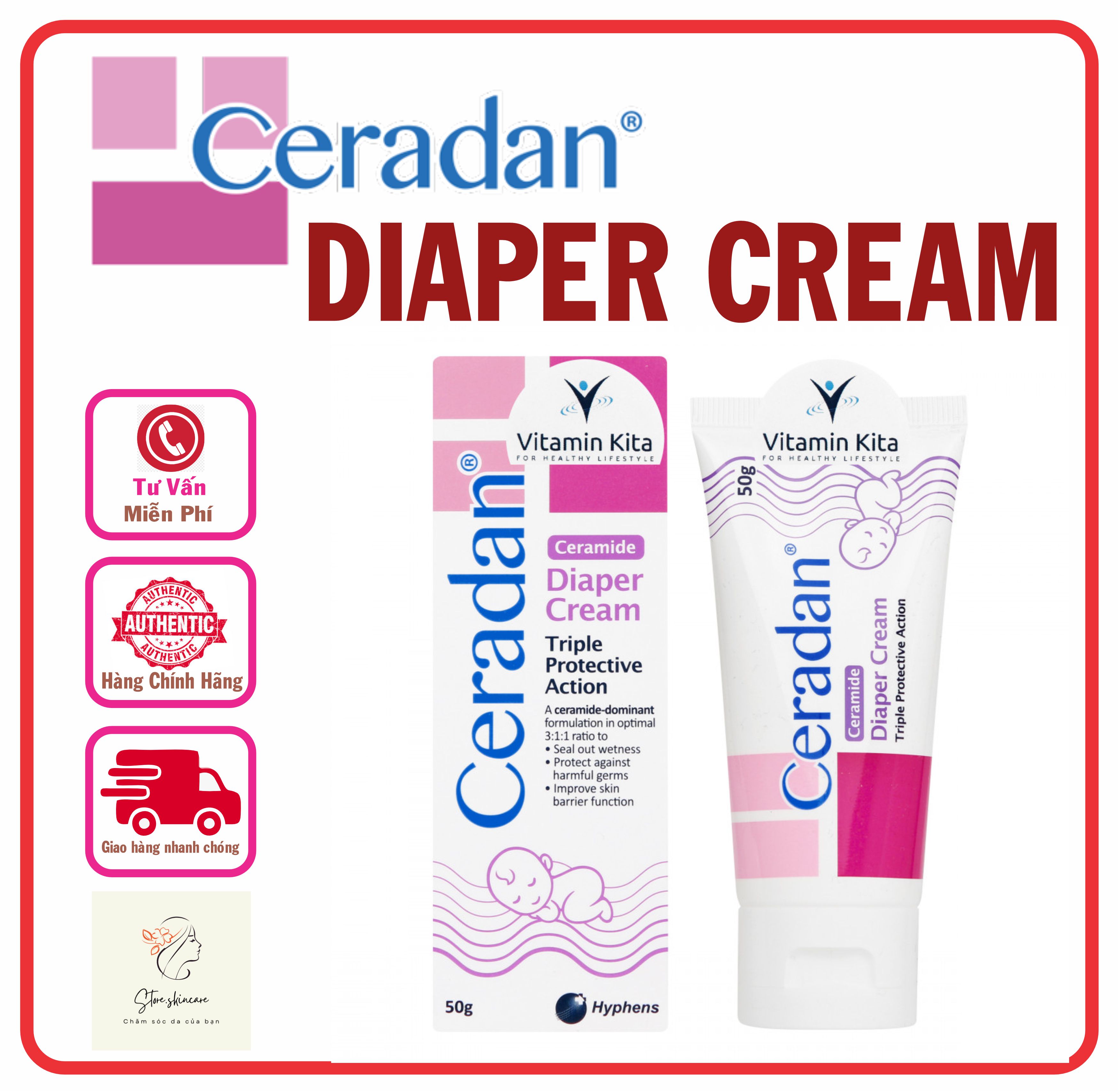 Kem bôi làm dịu da và ngừa hăm tã cho bé CERADAN DIAPER CREAM