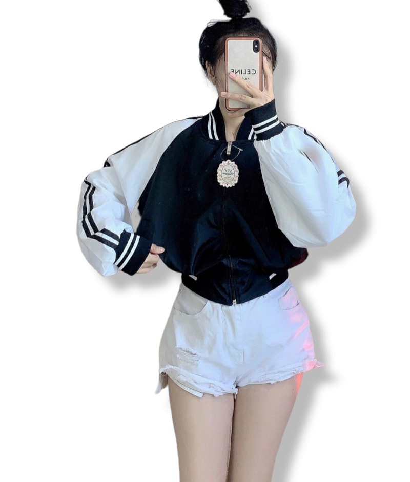 Áo Khoác Bomber Nữ Sọc Tay [ HÌNH THẬT SP ]