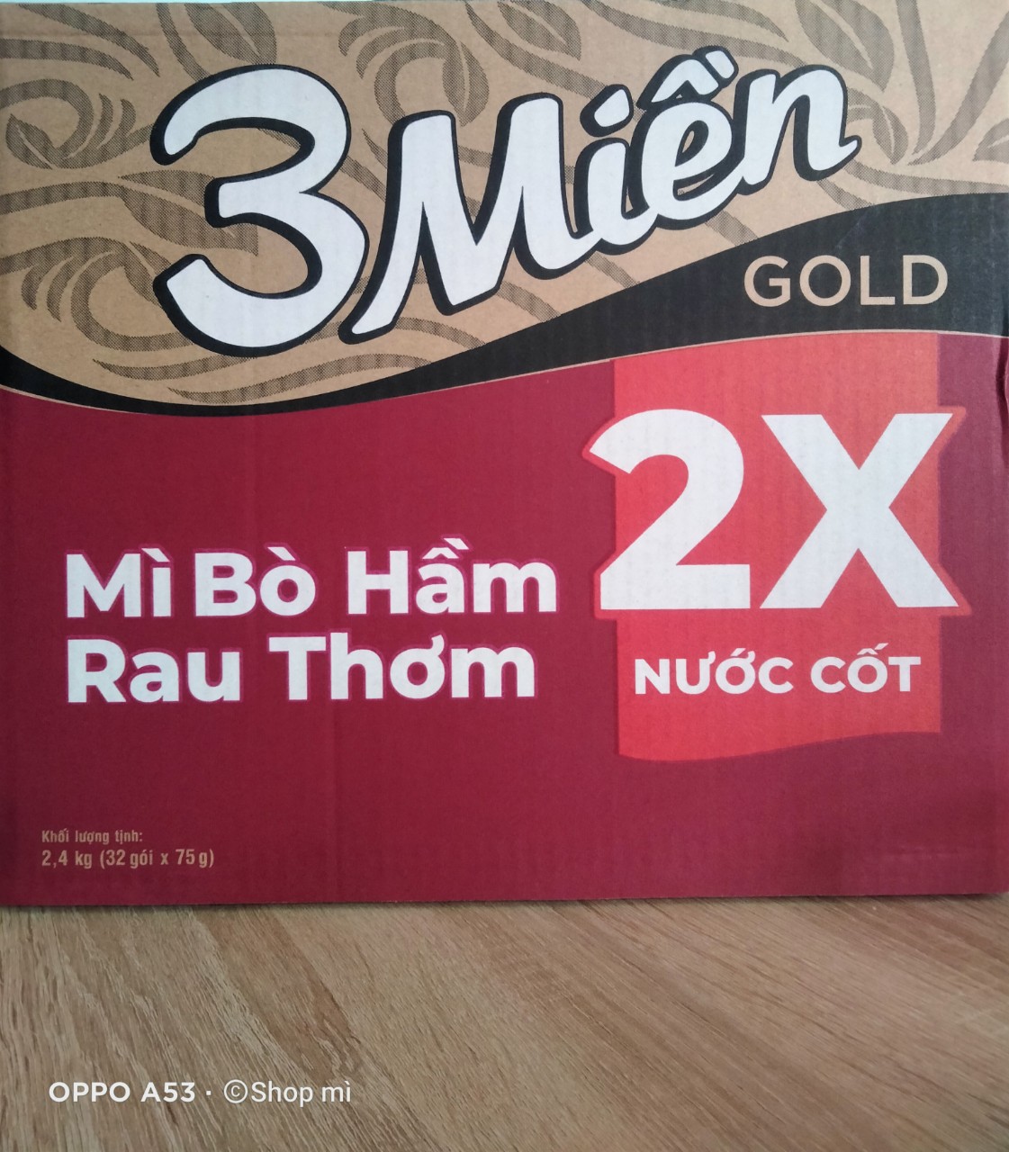 Thùng 30 gói mì 3 miền gold 75gr 3 vị