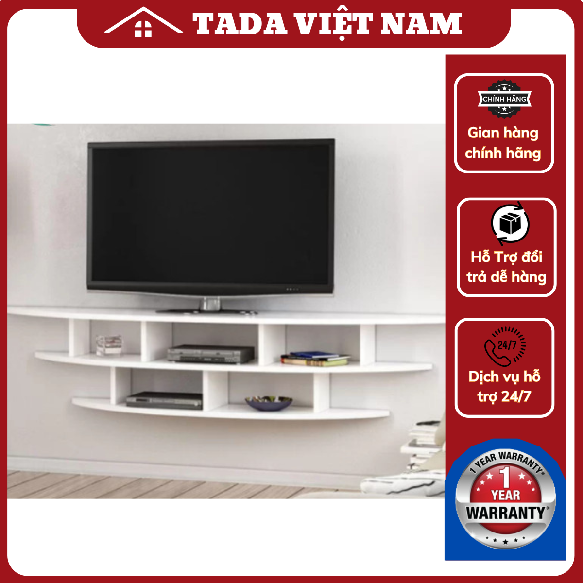 Kệ tivi treo tường hình cung tròn thương hiệu TADA VIETNAM- TD685