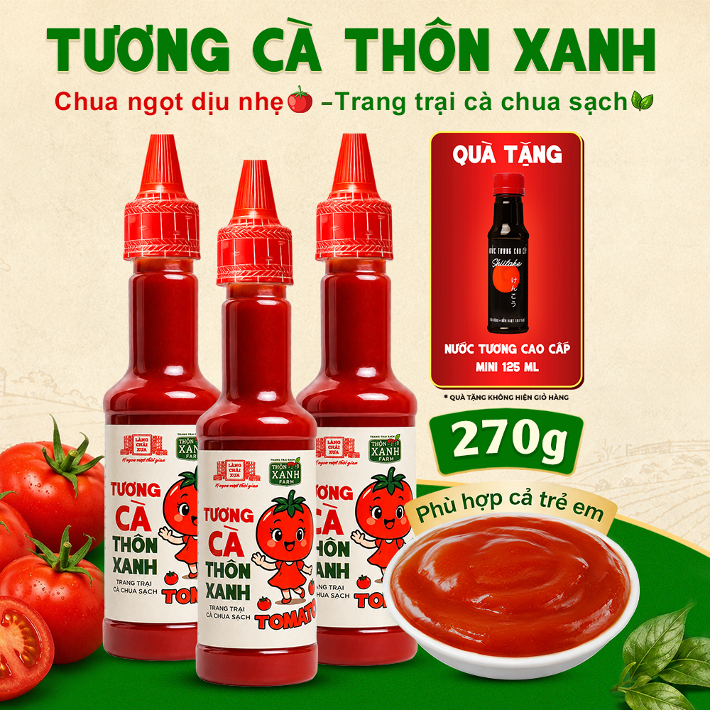 [Tặng 1 nước tương 125ml] Combo 3 Tương cà Làng Chài Xưa 270g - Trang trại cà chua sạch