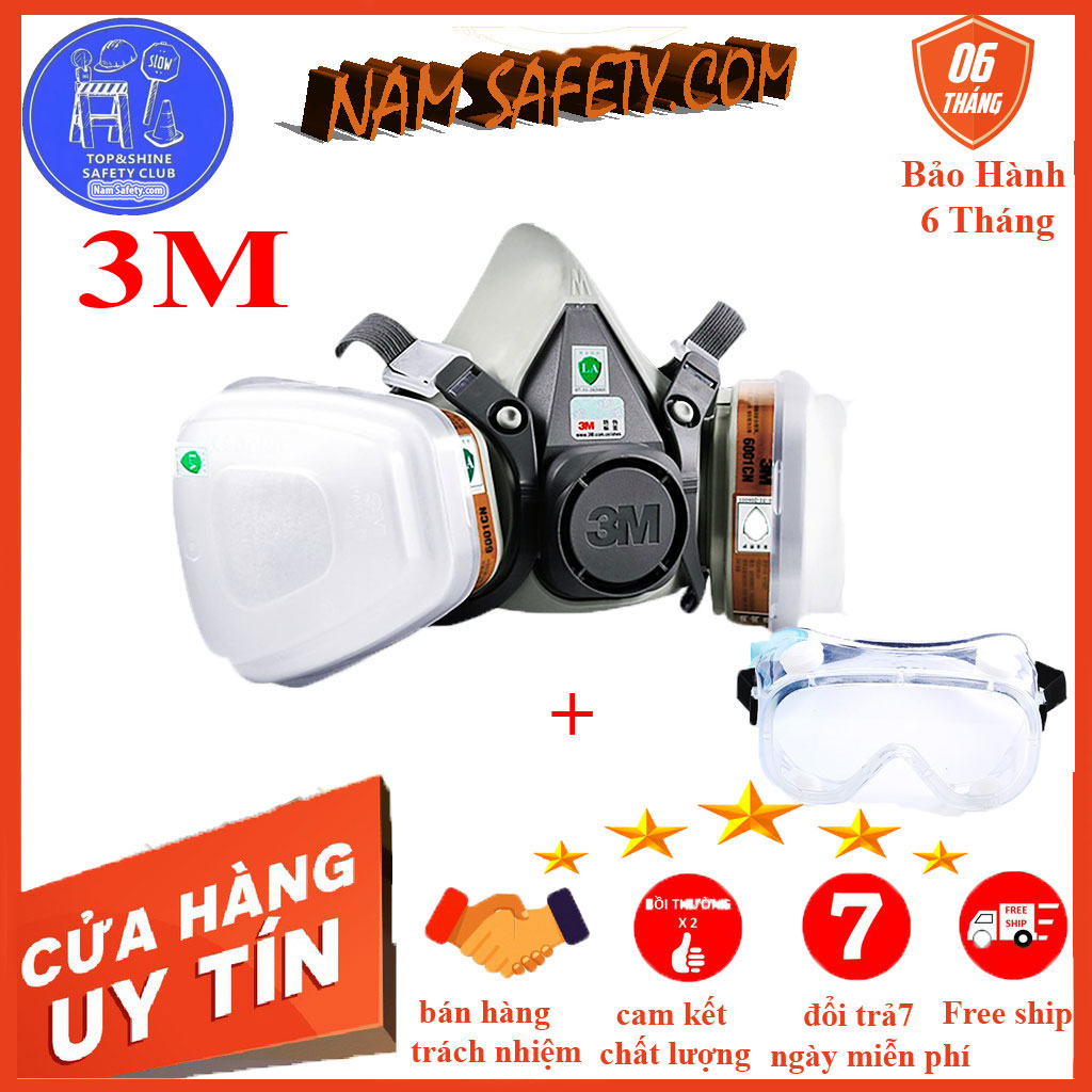 Mặt nạ phòng độc 3M 6200 chính hãng ,bộ sản phẩm 8 chi tiết ,có tác dụng phòng độc phun thuốc trừ sâu ,hóa chất