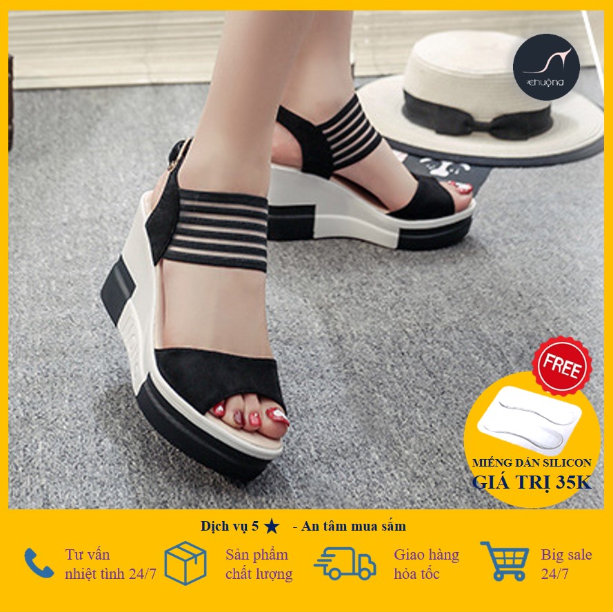 [ ẢNH THẬT ] Giày Sandal nữ đế xuồng SIÊU NHẸ cổ quai đan thời trang 8,5cm