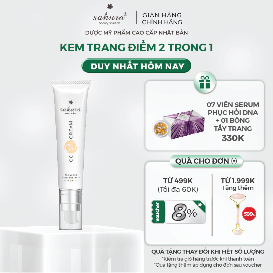 Kem trang điểm chống nắng đa năng Sakura CC Cream Flawless Control Base SPF50+ PA++++