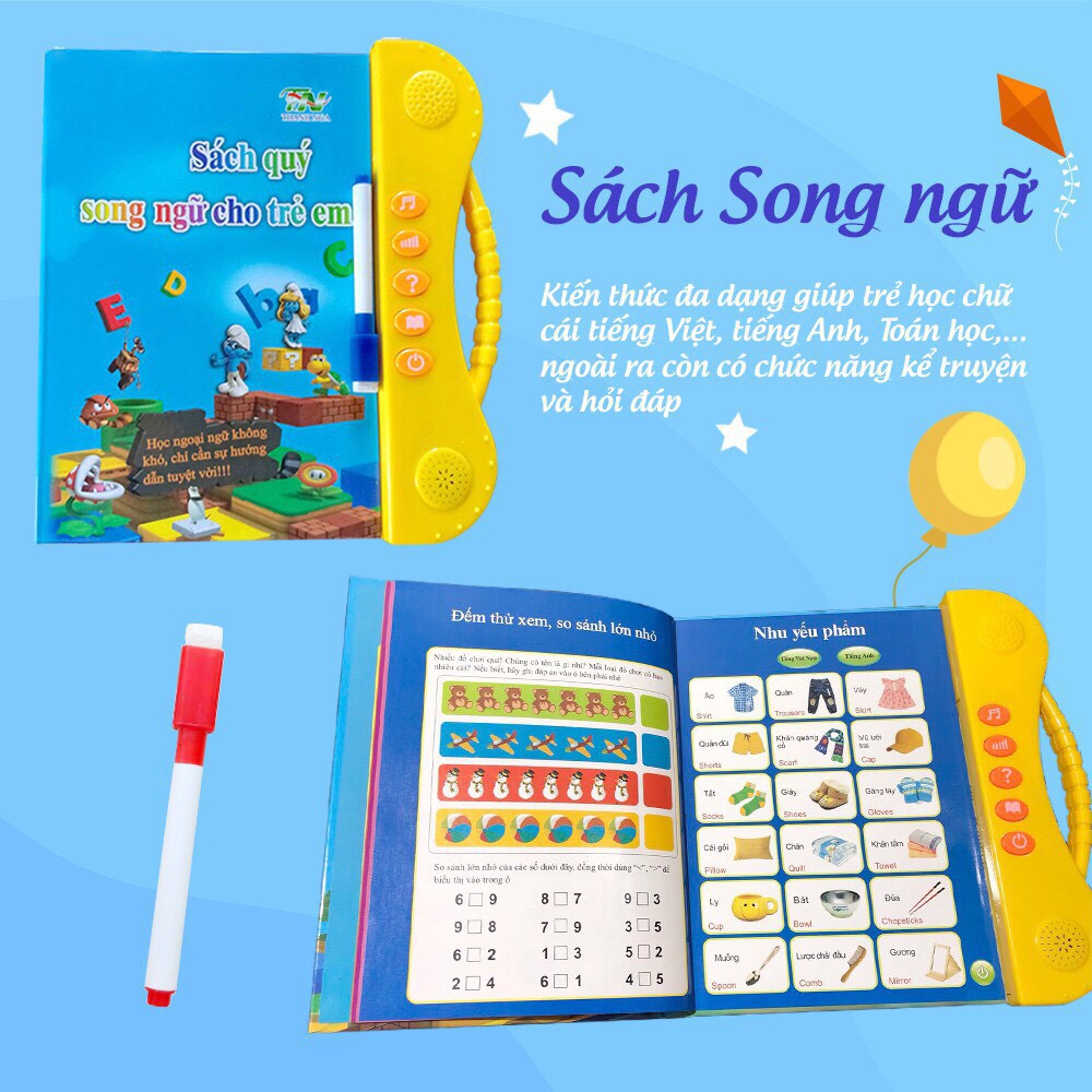 Đồ chơi Bộ sách quý điện tử Song ngữ - Giúp trẻ vừa học vừa chơi cùng Tiếng Anh