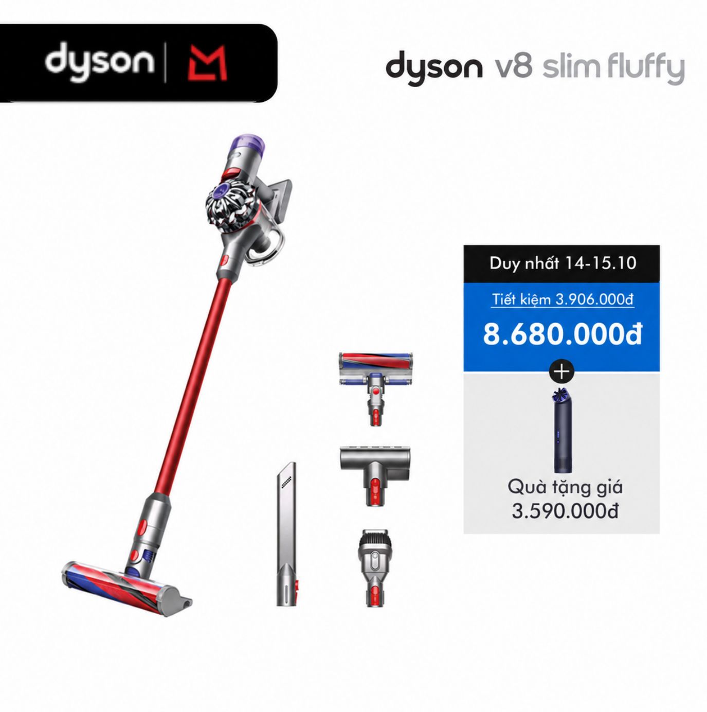 [Free Handheld Fan 3590K] Dyson V8 Slim Fluffy Cordless Vacuum Cleaner