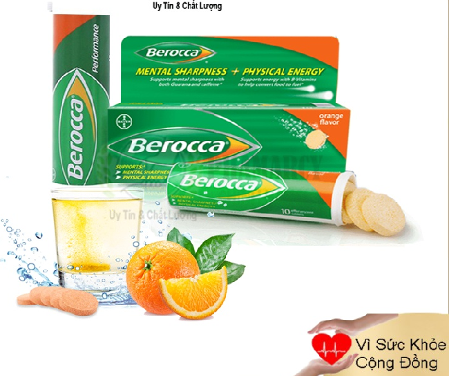 Tuýp 10 viên sủi Bayer Berocca Peformance/Berroca/Beroca viên sủi