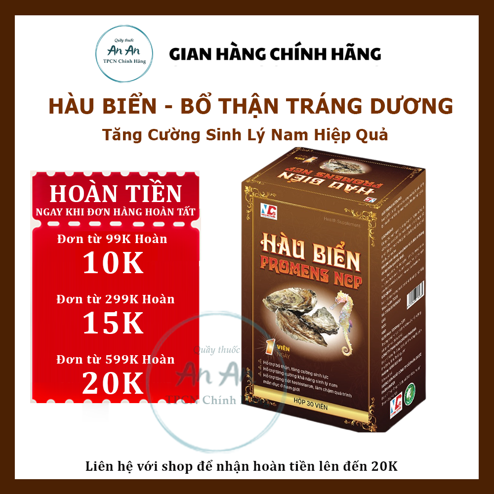 Viên bổ thận dương hàu biển promens ncp giúp tăng cường sinh lý, bổ thận tráng dương - hộp 30 viên