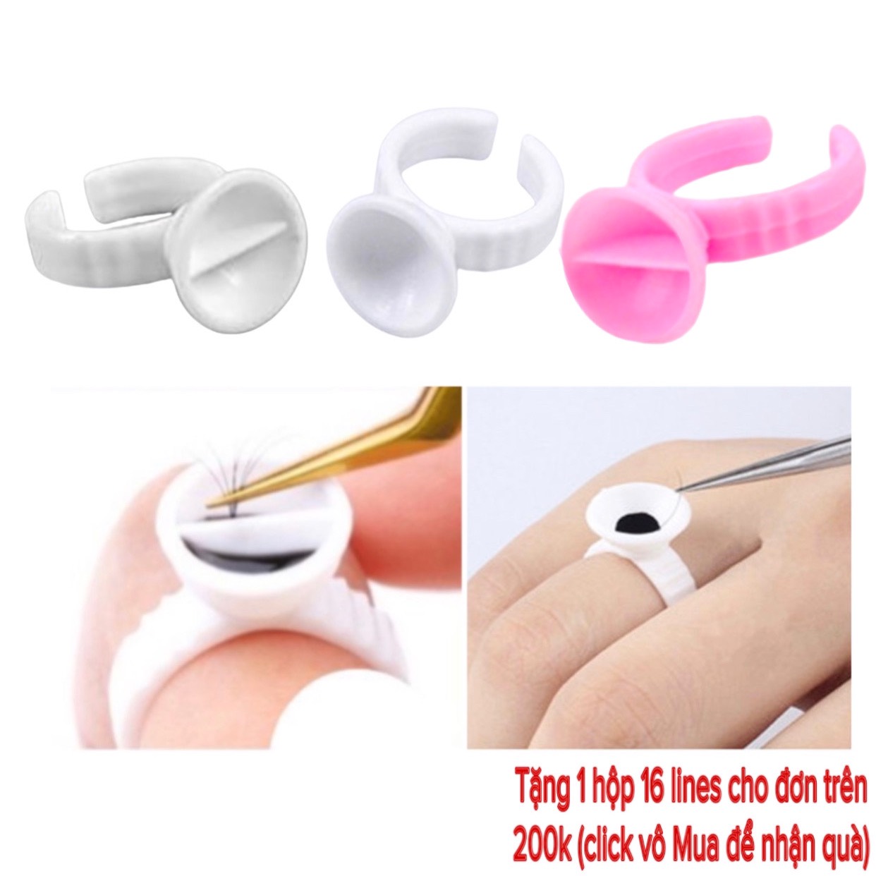 Nhẫn đựng keo nối mi có ngăn và không ngăn