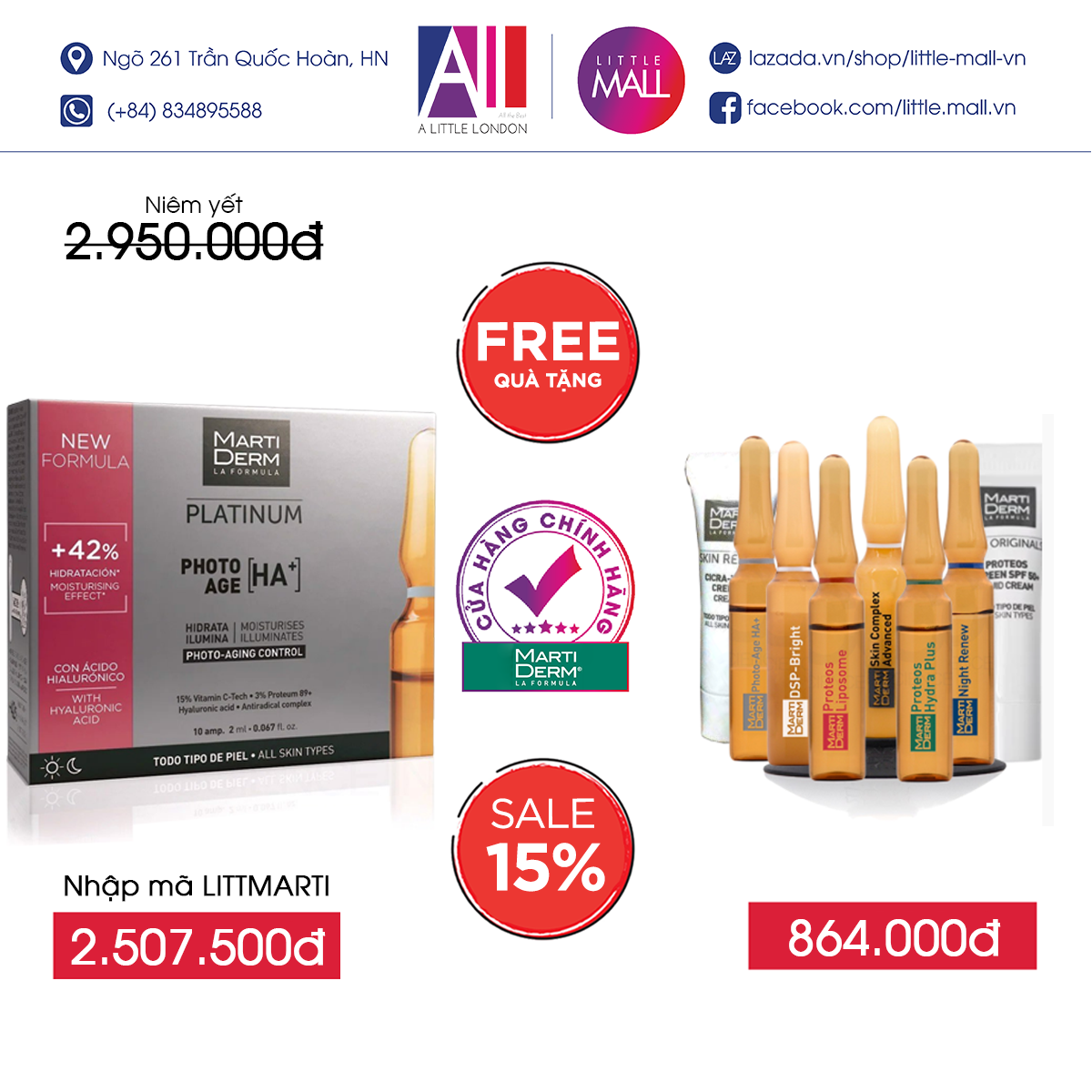 Tinh chất 15% Vitamin C nguyên chất ngừa lão hóa MartiDerm platinum photo age HA+ TẶNG bộ sản phẩm Martiderm (Nhập khẩu)