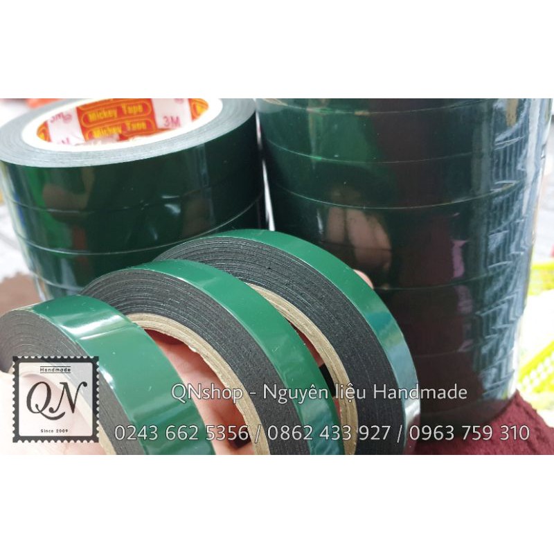 1 cuộn băng dính xốp xanh siêu dính, băng dính giấy, keo dán đa năng...