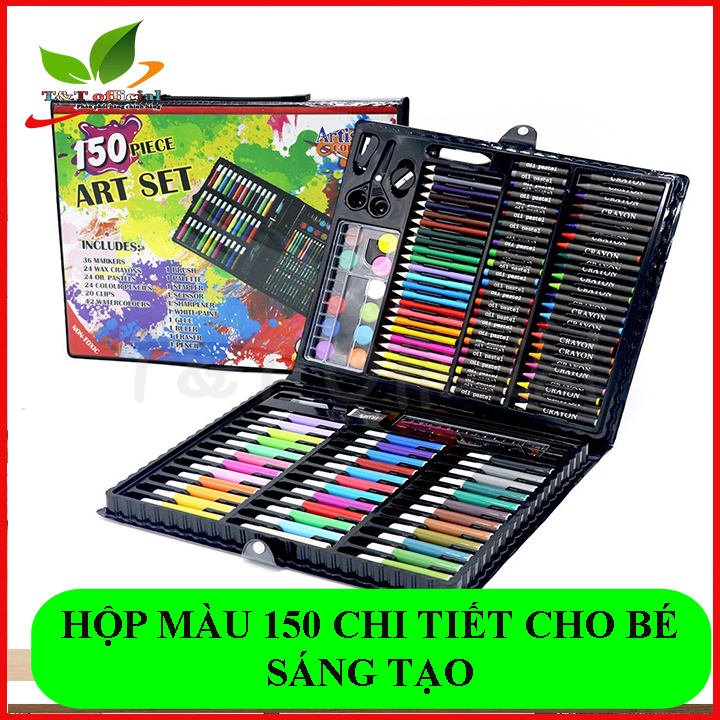 Hộp màu 150 chi tiết, bộ màu vẽ đa năng 150 màu, hộp bút chì màu, bút vẽ bộ màu vẽ đa năng cho bé