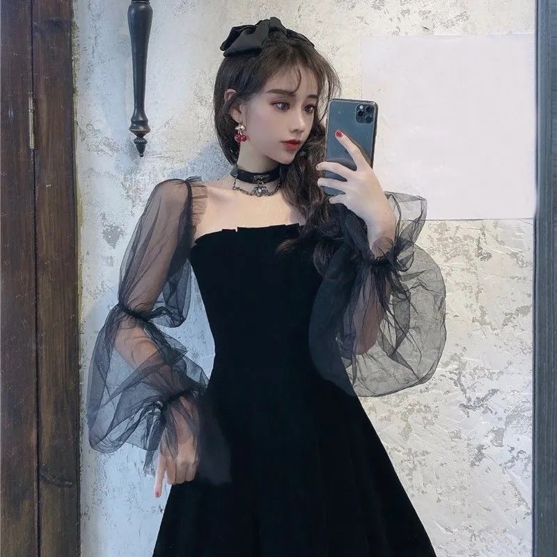 Váy đen tay bồng xinh sắn mẫu mới 2021💋