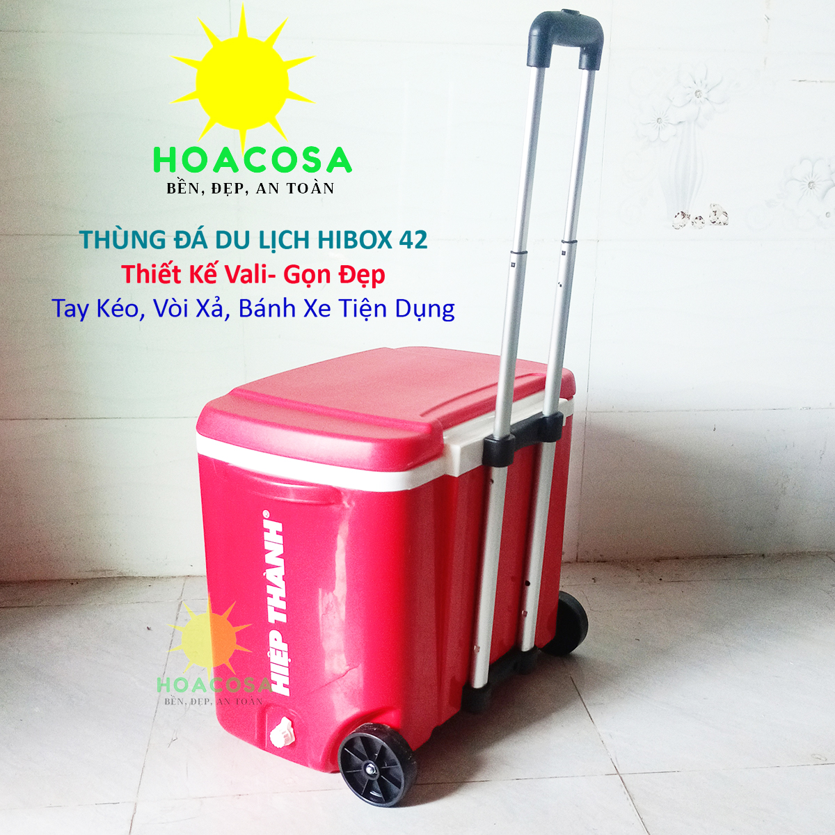 Thùng Đá Du Lịch Hibox 42 lít (42L) Nhựa Hiệp Thành Mẫu Mới, Đẹp, Giữ Lạnh Lâu- Đồ Gia Dụng Hoacosa
