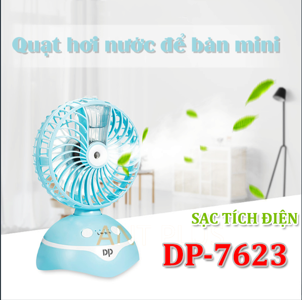 Quạt sạc tích điện phun sương dp-7623 kèm pin