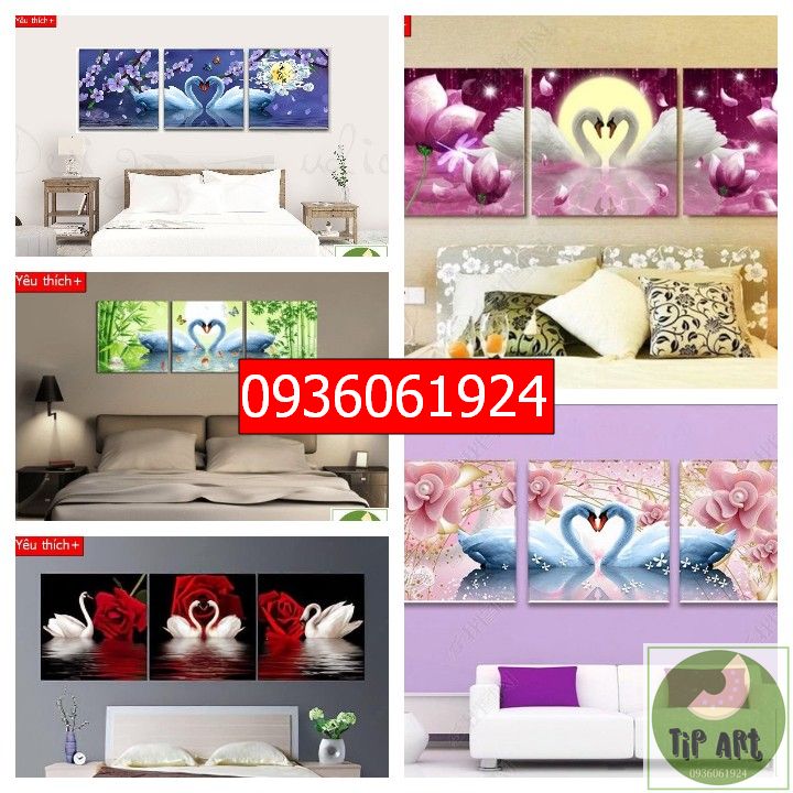 Tranh phòng ngủ 🍁 Tip Art 🍁 tranh phòng ngủ thiên nga - tranh thiên nga bộ 3, tranh phòng ngủ hiện đại