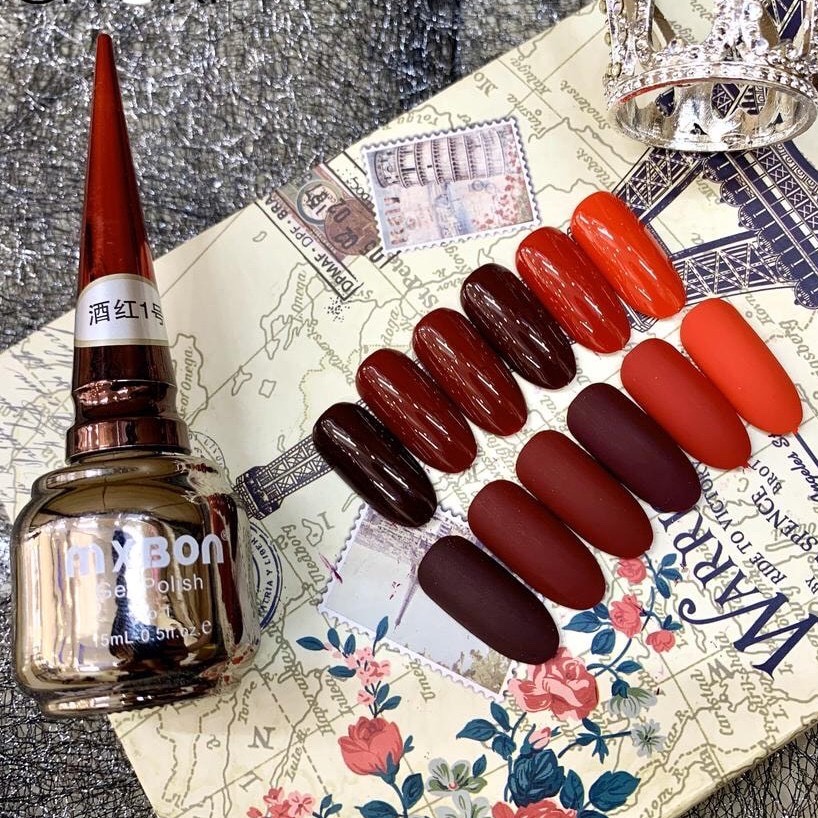 Set sơn móng tay mxbon đỏ 6 màu chai 15ml cực đặc bóng
