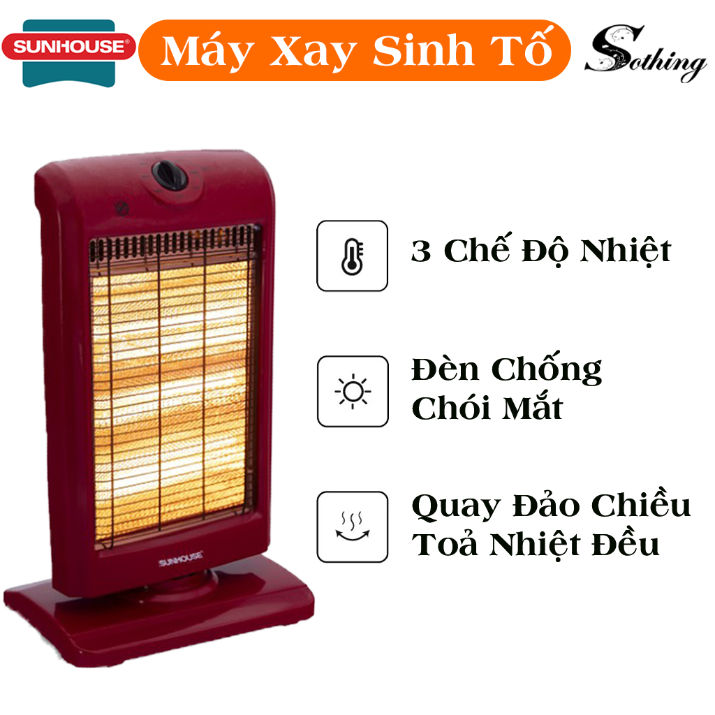 Đèn Sưởi 3 Bóng Halogen Sunhouse SHD7016 , Máy Sưởi Điện Đèn Thạch Anh Không Gây Khô Da Và Khó Thở - Bảo Hành 12 Tháng - Đền sưởi sunhouse, đèn sưởi ấm 3 bóng, đèn sưởi ấm gia đình, đèn sưởi ấm phòng ngủ, đèn sưởi cho bé