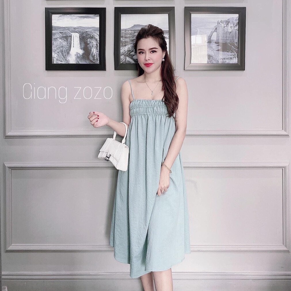 Đầm maxi nữ đầm nữ 2 dây nhún ngực thiết kế trẻ trung tt 12