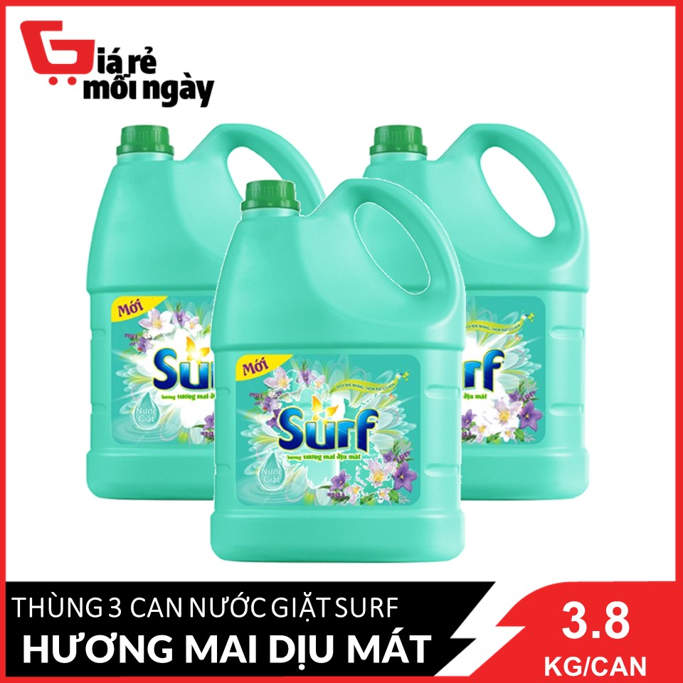 Combo 3 can nước giặt surf hương sương mai dịu mát can 3.8kg x3