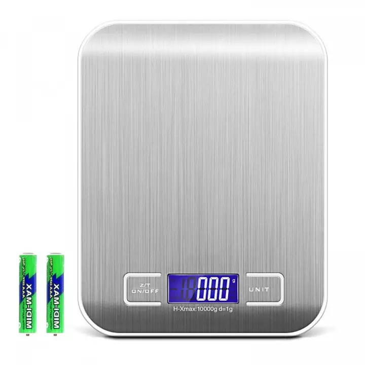 Cân tiểu ly điện tử kitchen scale 5kg/1gr kỹ thuật số LCD mặt nhôm chống gĩ độ chính xác cao có tính năng trừ bì, chuyển đổi trọng lượng cao cấp
