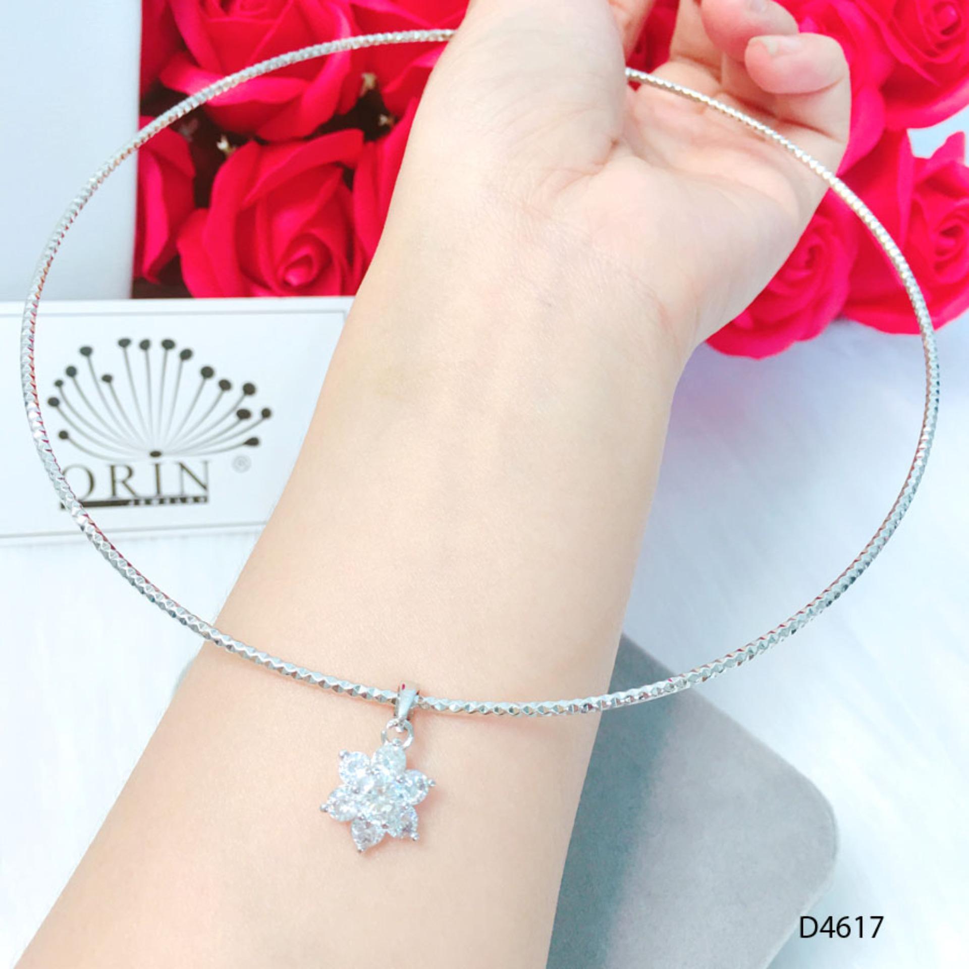 Kiềng bạc, kiềng cổ bạc mặt hoa tuyết thiết kế thời thượng Orin D4617