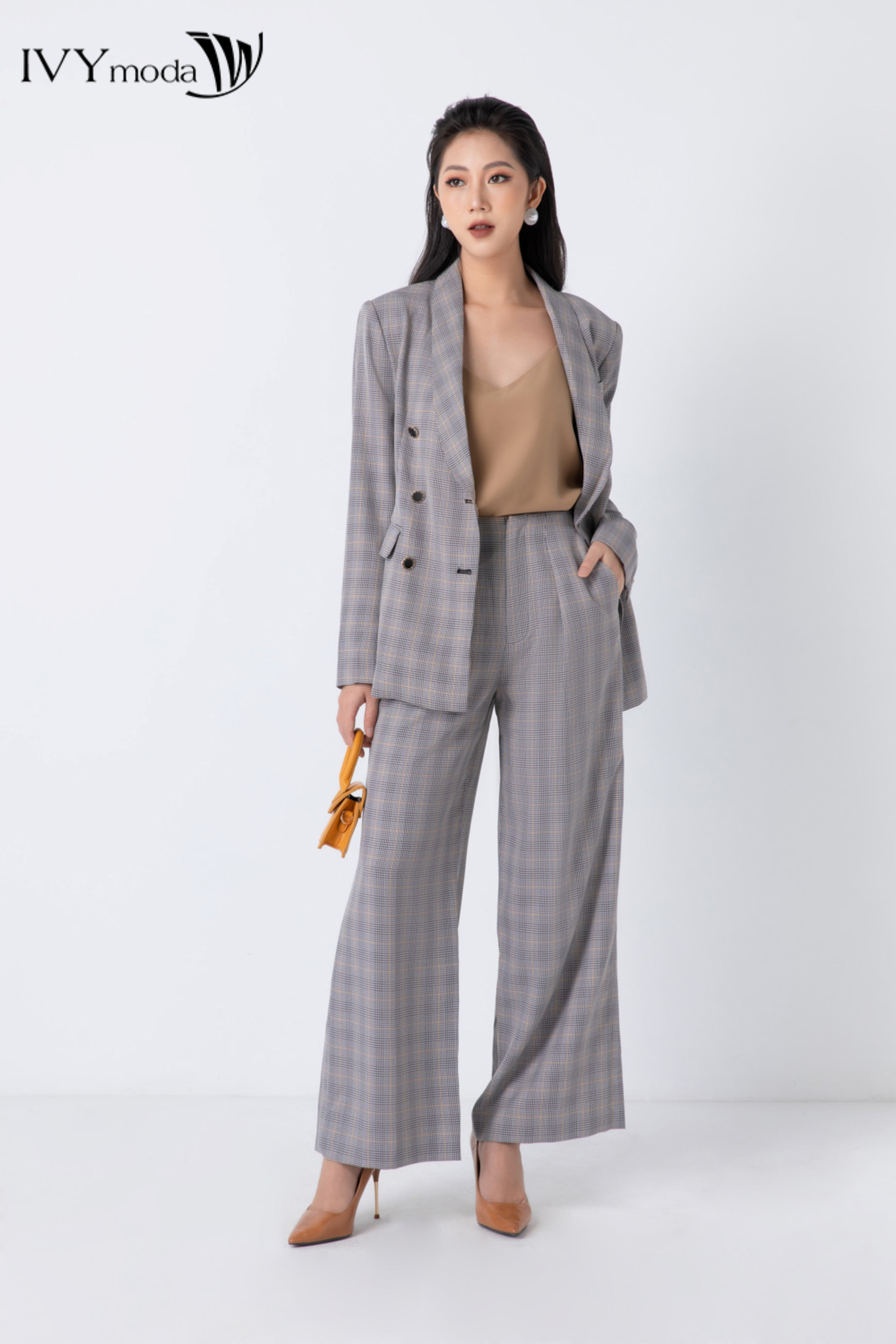 Quần dài nữ ống suông thanh lịch ivy moda ms 22m6884