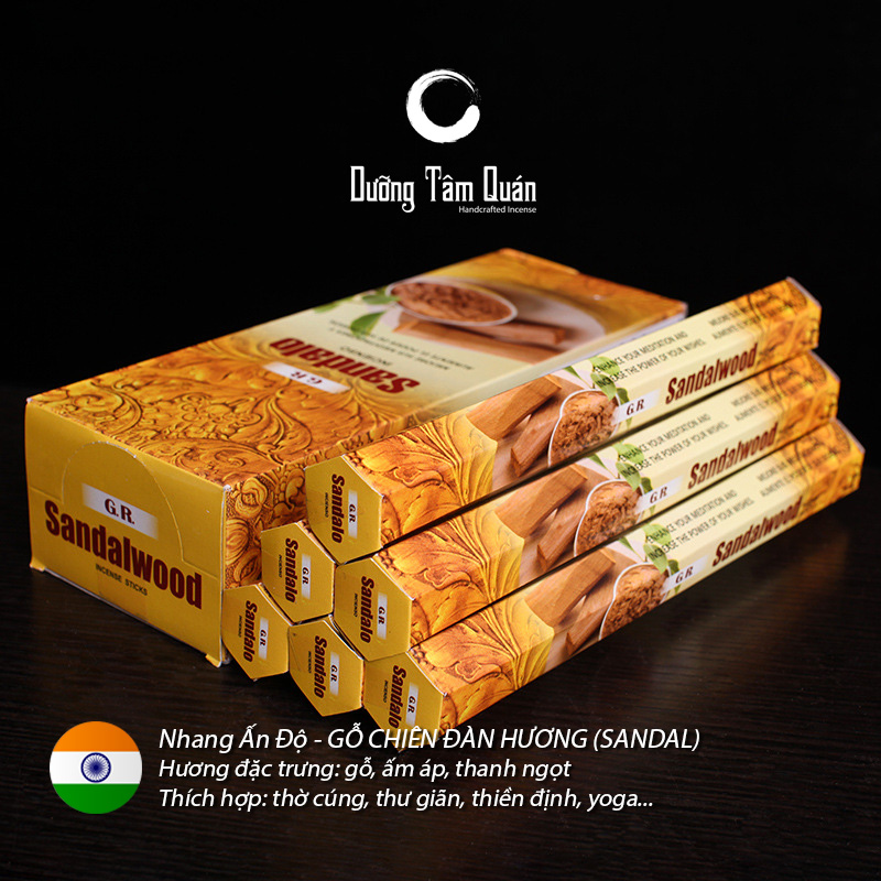 Hộp nhang sandalwood gỗ đàn hương nhang trầm hương ấn độ tự nhiên thư giãn giảm stress yoga thiền định xông phòng