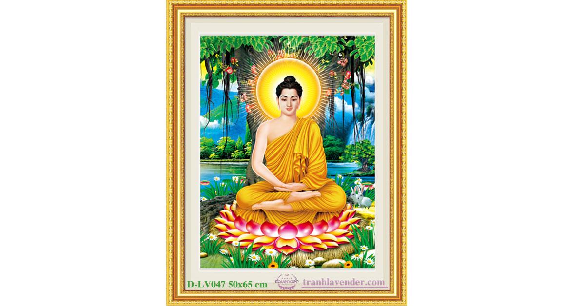 Tranh đính đá phật thích ca mâu ni 50x65
