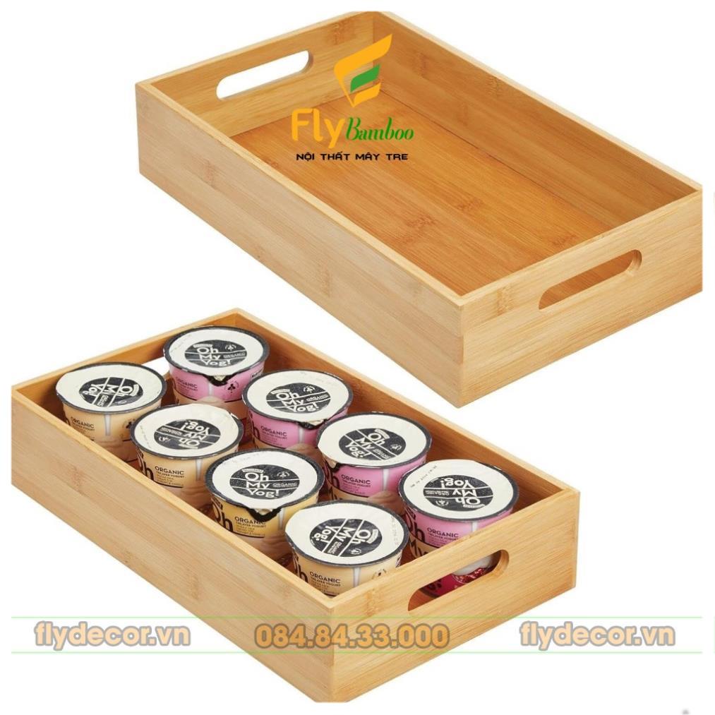Khay gỗ tre đựng đồ đa năng, khay tre bưng bê phục vụ quán ăn, nhà hàng - Flybamboo