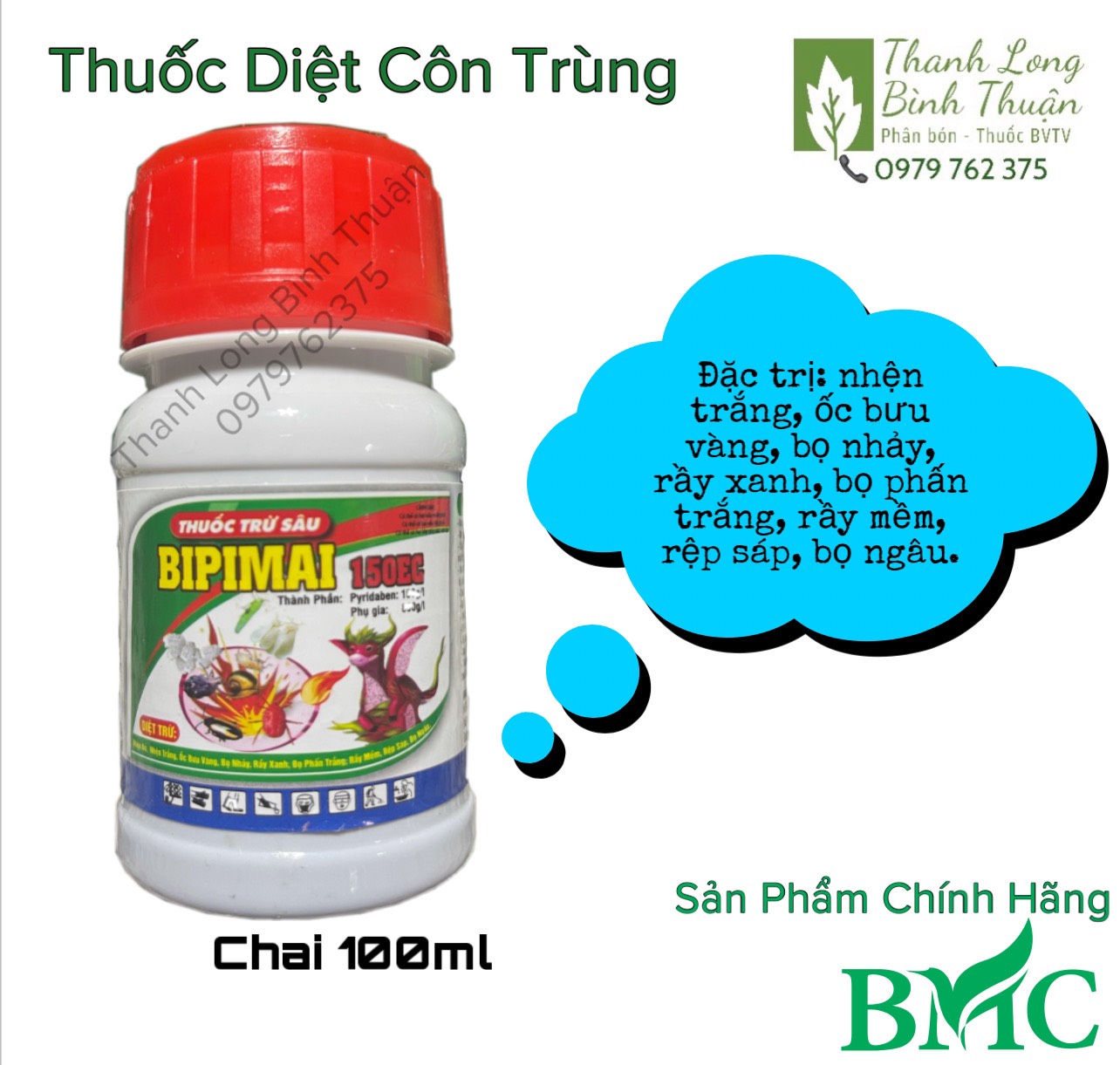 Thuốc Diệt Côn Trùng - BIPIMAI 150EC - Trừ Nhện, Ốc Bưu Vàng, Rầy, Bọ, ..... - Chai 100ml