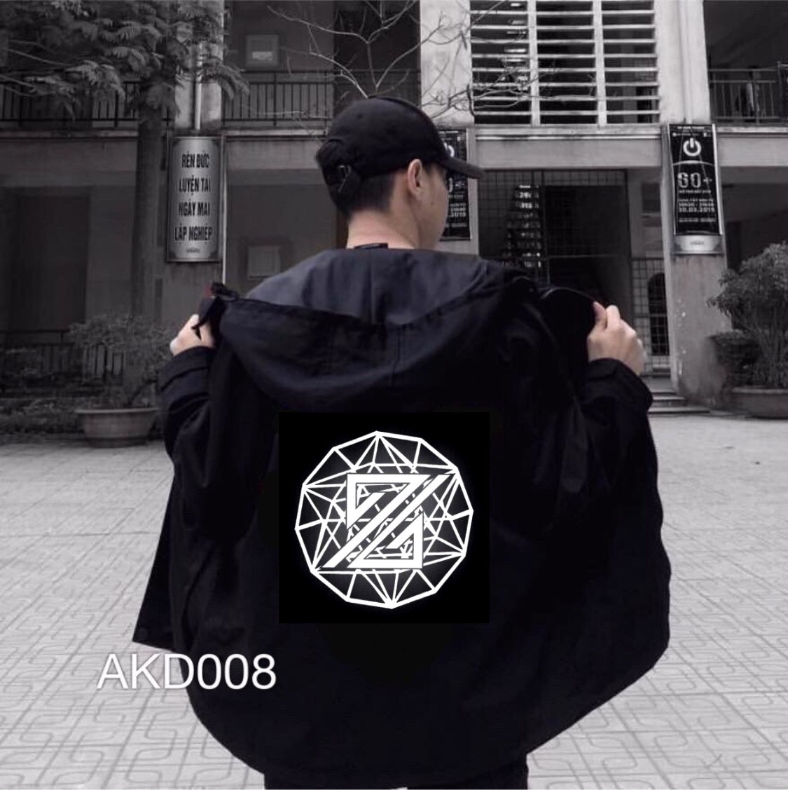 Áo khoác dù nam nữ From rộng phối hình phản quang phát sáng cực xịn