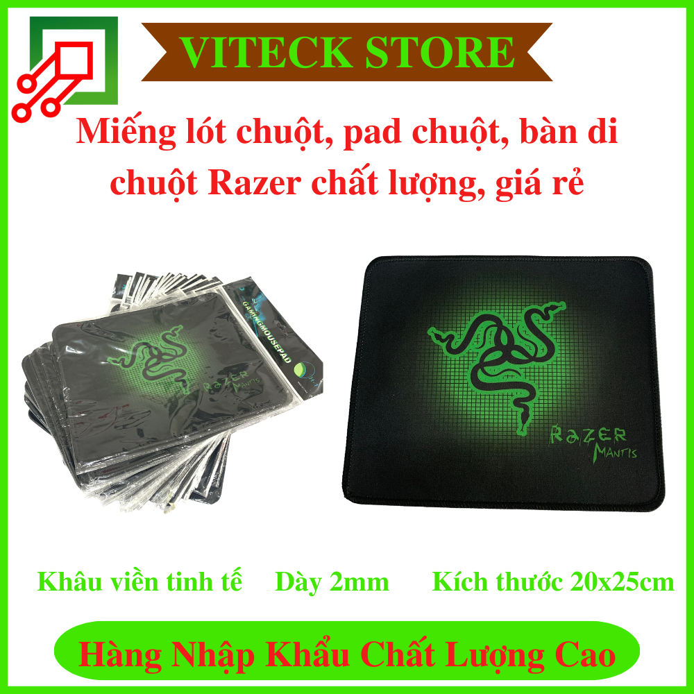 Miếng lót chuôt, pad chuột, bàn di chuột Razer 20x25cm chất lượng, giá rẻ