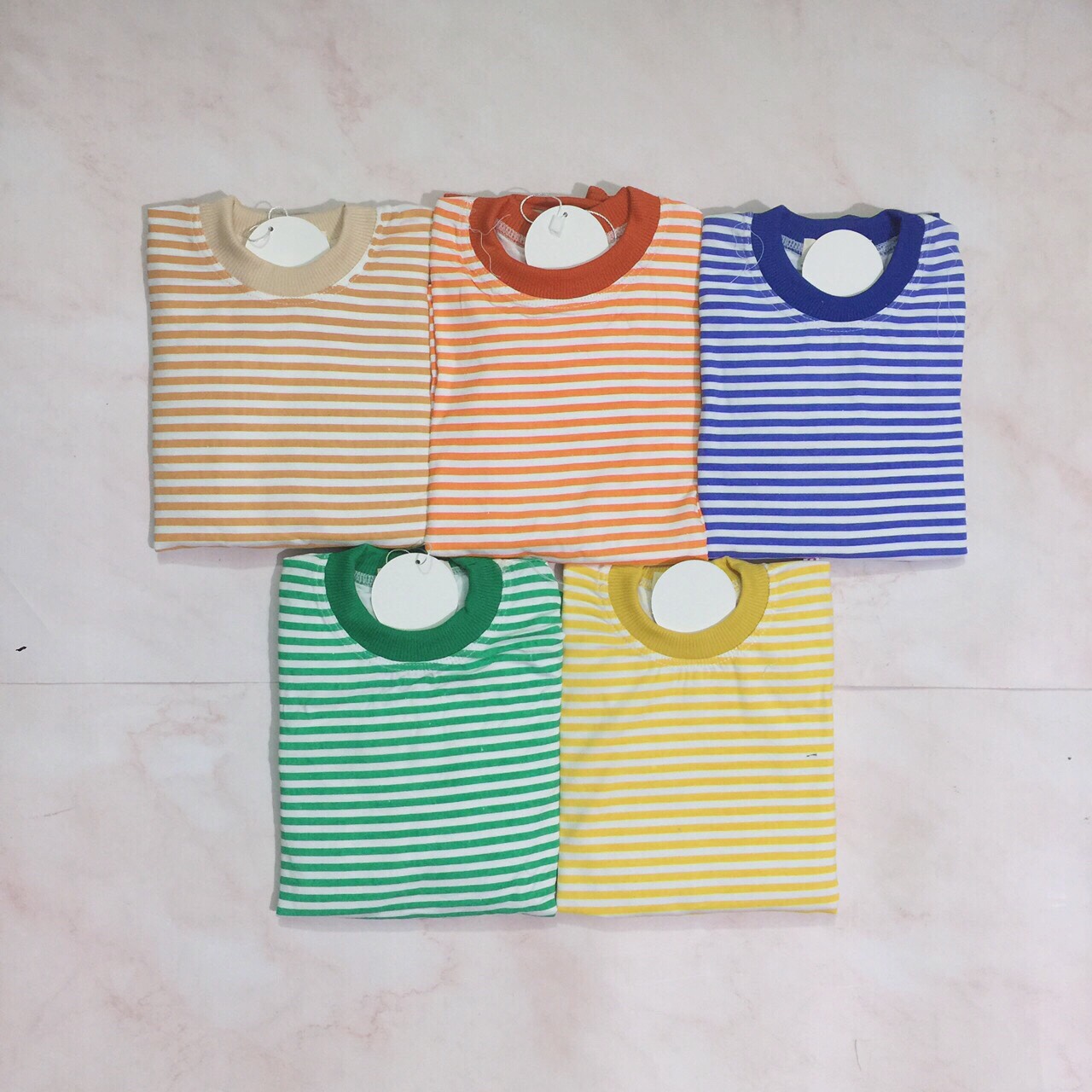 Bộ dài tay kẻ nhỏ cạp cao qate613 cotton lạnh cho bé