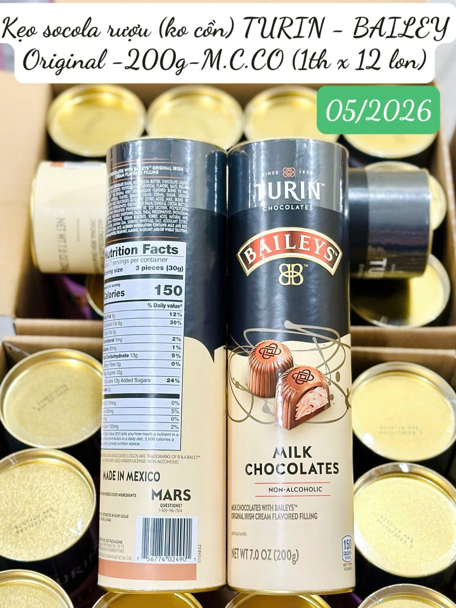 Kẹo Socola TURIN BAILEYS since 1928 200gr Mexico M.C.CO (non-alcoholic)
