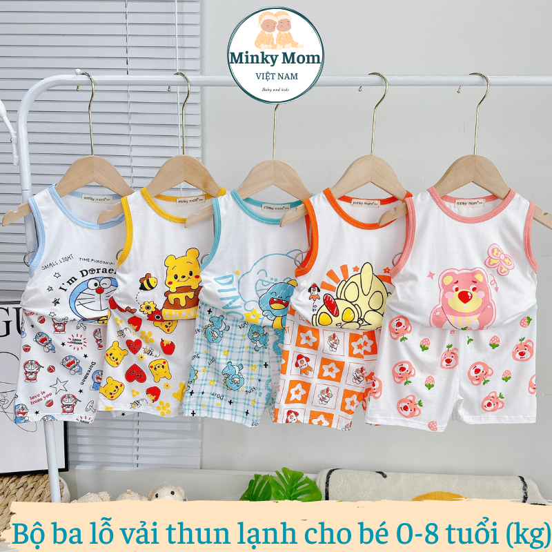 Bộ Quần Áo Ba Lỗ Trẻ Em Hiệu Minky Mom Vải Thun Lạnh Mềm Mát Phối Màu Dễ Thương Hình In Ngộ Nghĩnh Cho Bé Trai Bé Gái 827kg Tương Đương 08 Tuổi BLIN45