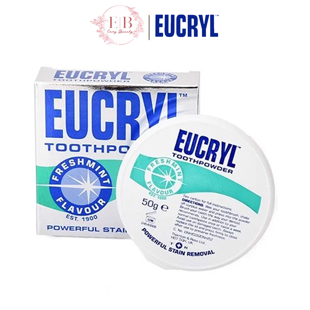 Bột Tẩy Trắng Eucryl Toothpowder 50g Giúp Làm Trắng Răng Khử Mùi Hôi Miệng