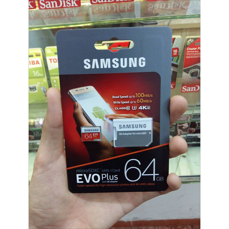 Thẻ Nhớ Sam Sung 100MB/S 64GB EVO Plus 10 Micro SDHC 64GB - Bảo hành 5 năm!