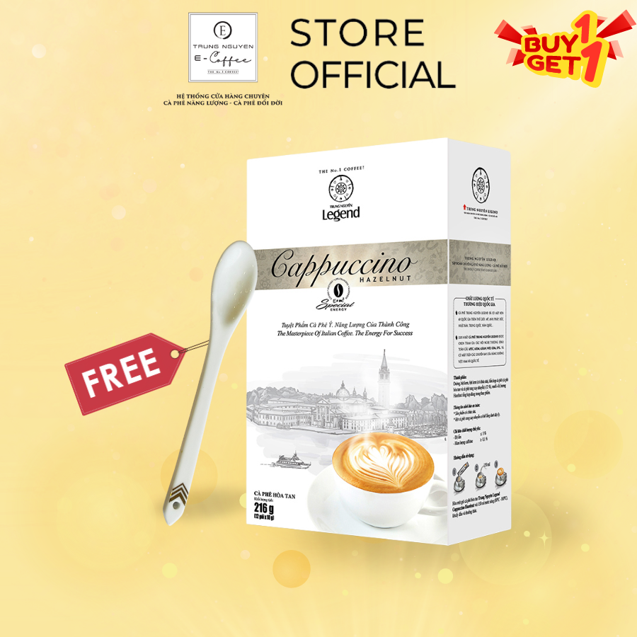 Cà phê Hòa Tan Cappuccino Hazelnut Trung Nguyên Legend - 12 gói