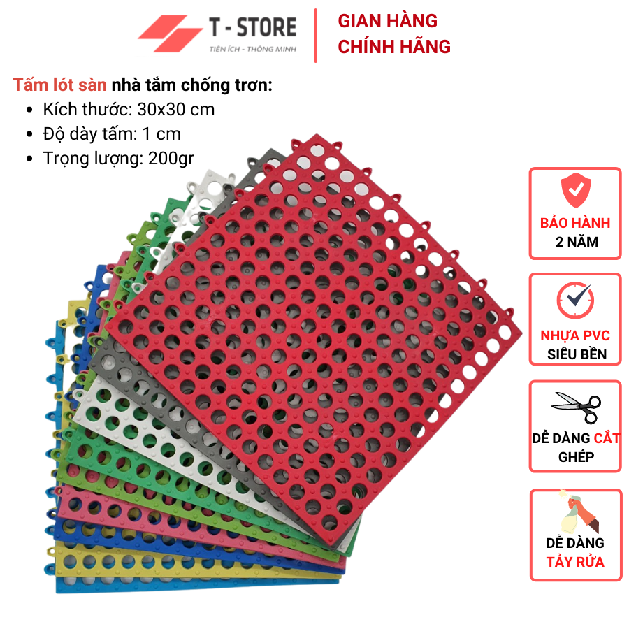 Combo 22 Tấm Lót Sàn Nhựa nhà Vệ Sinh Nguyên Khối T.STORE VIệt Nam . Vỉ Lót Sàn nhựa Nhà Vệ Sinh Siêu Bền...