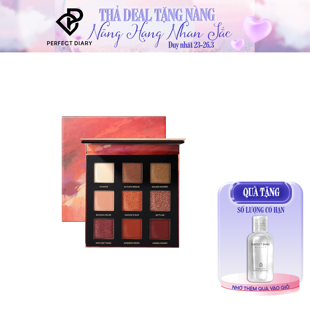 Bảng phấn mắt perfect diary 9 màu trang điểm tiện lợi 10g