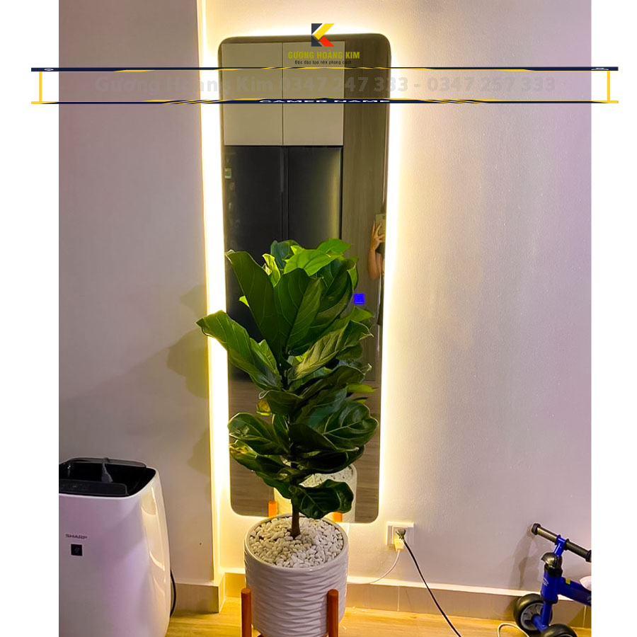 Gương toàn thân đèn led cảm ứng không viền treo tường giá rẻ kích thước 40x120, 50x160, 60x170 cm - guonghoangkim HK1010
