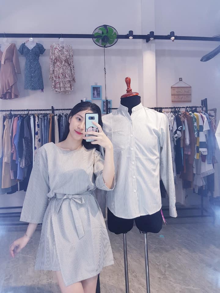 Áo Đôi, Đồ Đôi Đẹp, Set Áo Váy Đôi Thời Trang Thiết Kế Cao Cấp Màu Nâu Nhạt, Set Đôi Chụp Cưới Siêu HOT